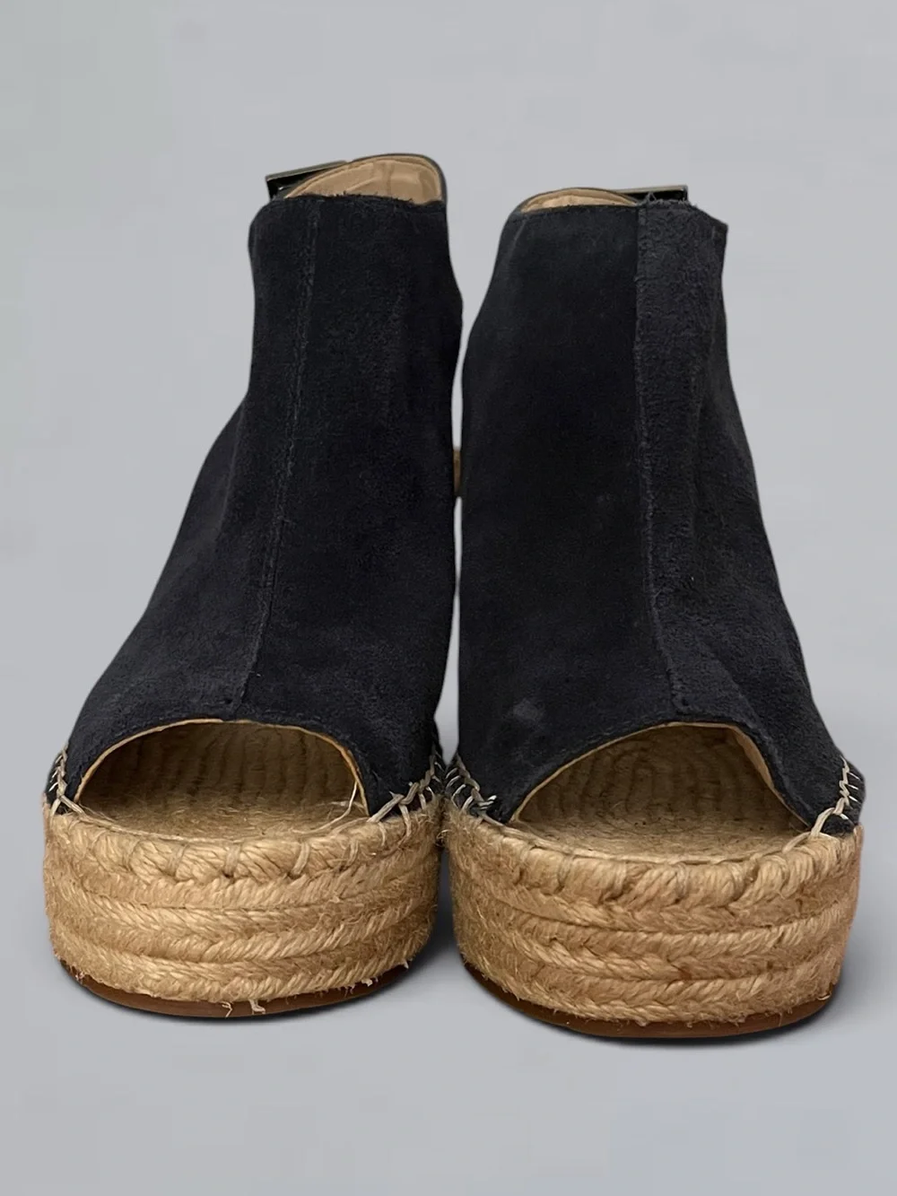 Kenneth Cole New York Olivia Navy Suede Espadrille Wedge Sandals 6.5